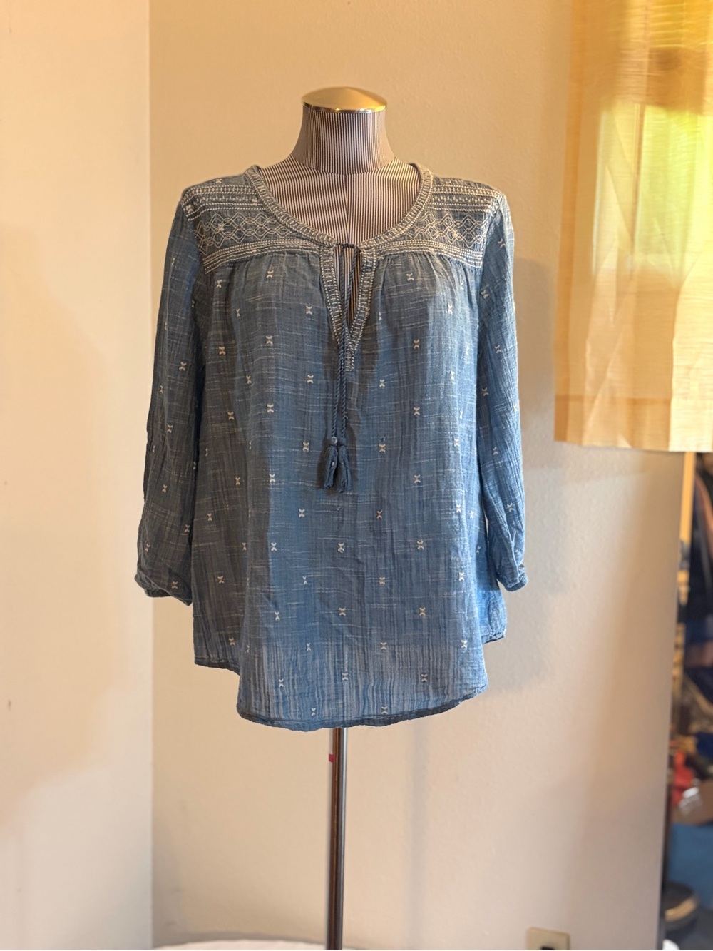 Sonoma Blue Embroidered Peasant Tunic